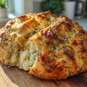 Perfectly cooked Rustic Italian Herb Cheese Bread served and ready to eat - final result
