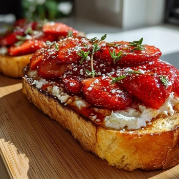 Perfectly cooked Roasted Strawberry Ricotta Toast served and ready to eat - final result