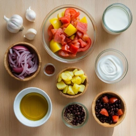 Step-by-step preparation of Creamy Cowboy Soup Delight showing ingredients and initial cooking steps