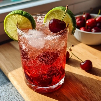 Perfectly cooked Refreshing Spiked Cherry Limeade served and ready to eat - final result