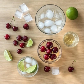 Step-by-step preparation of Refreshing Spiked Cherry Limeade showing ingredients and initial cooking steps