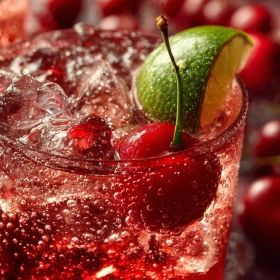 Close-up of Refreshing Spiked Cherry Limeade showing texture, layers, and glossy finish
