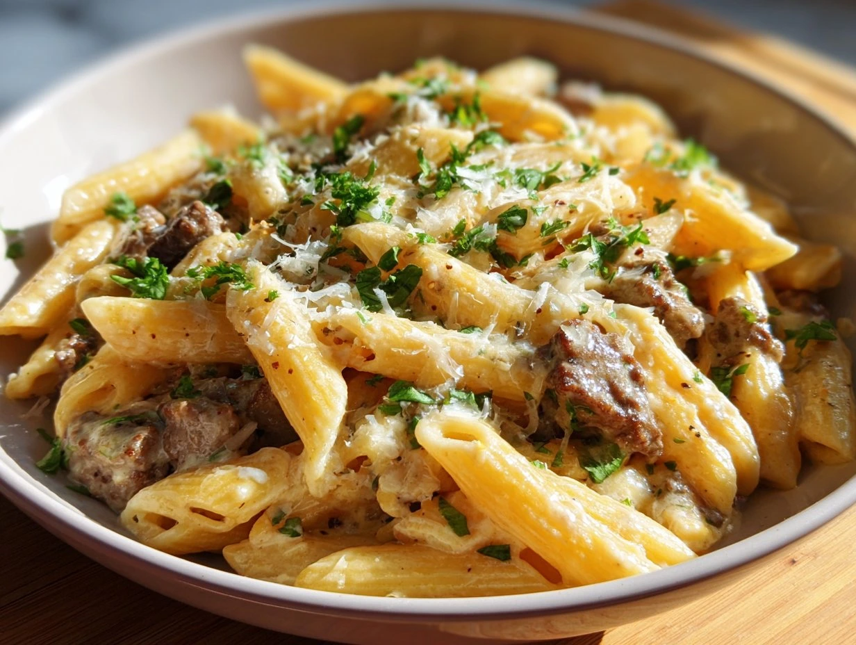 Creamy High Protein Beef Pasta