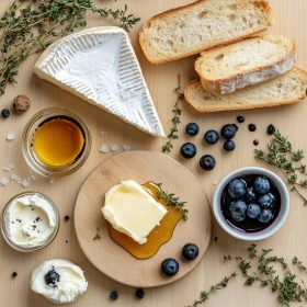 Step-by-step preparation of Gourmet Blueberry Grilled Cheese showing ingredients and initial cooking steps