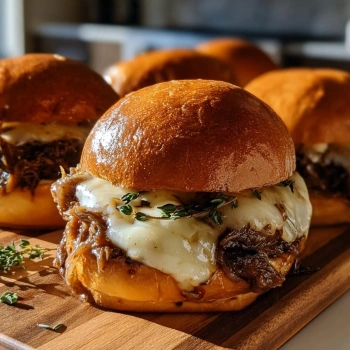 Perfectly cooked French Onion Beef Sloppy Joes served and ready to eat - final result