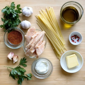 Step-by-step preparation of Creamy Cajun Chicken Spaghetti showing ingredients and initial cooking steps
