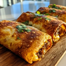 Crispy Beef and Cheese Chimichangas recipe