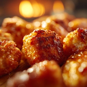 Close-up of Crispy Buffalo Chicken Bombs showing texture, layers, and glossy finish