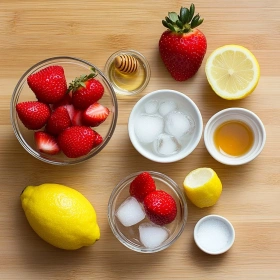 Step-by-step preparation of Chilled Strawberry Lemonade Bliss showing ingredients and initial cooking steps
