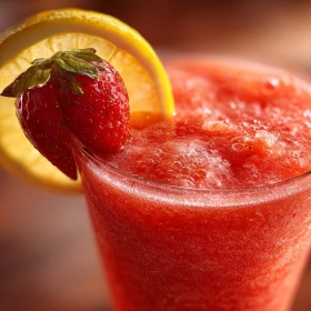 Close-up of Chilled Strawberry Lemonade Bliss showing texture, layers, and glossy finish