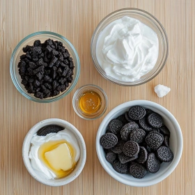 Step-by-step preparation of Healthy No-Bake Oreo Cheesecake Bites showing ingredients and initial cooking steps