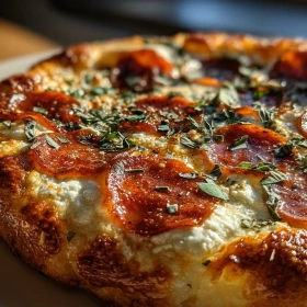 Close-up of Savory Cottage Cheese Pizza Bowl showing texture, layers, and glossy finish