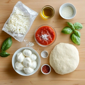 Step-by-step preparation of Crispy Italian Pizza Chips showing ingredients and initial cooking steps