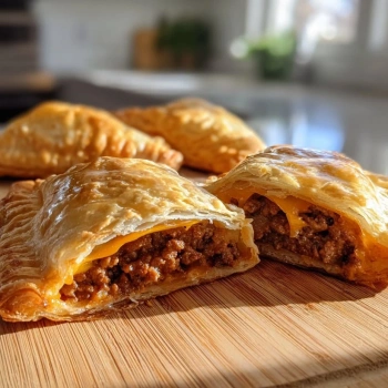 Perfectly cooked Savory Cheeseburger Pastry Pockets served and ready to eat - final result