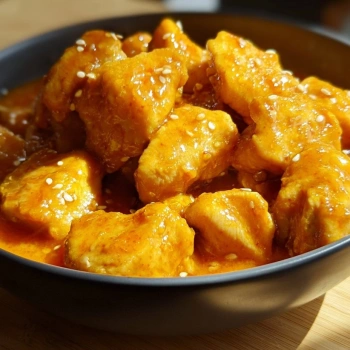 Perfectly cooked Zesty Chinese Orange Chicken served and ready to eat - final result