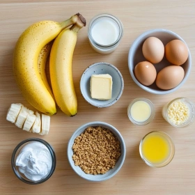 Step-by-step preparation of Banana Pudding Crunch Cheesecake showing ingredients and initial cooking steps