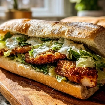 Perfectly cooked Garlic Butter Chicken Caesar Sandwich served and ready to eat - final result