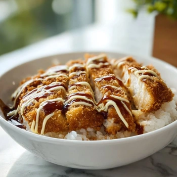 Perfectly cooked Crispy Japanese Katsu Bowl Delight served and ready to eat - final result