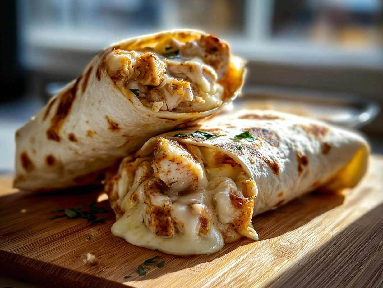 Cheesy Garlic Chicken Wraps