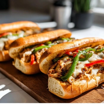 Perfectly cooked Savory Chicken Philly Cheese Steaks served and ready to eat - final result