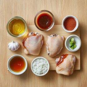 Step-by-step preparation of Honey BBQ Chicken Rice Delight showing ingredients and initial cooking steps