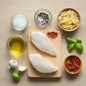 Step-by-step preparation of Irresistible Marry Me Chicken Pasta showing ingredients and initial cooking steps