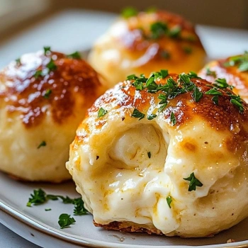Perfectly cooked Gooey Garlic Butter Cheese Bombs served and ready to eat - final result