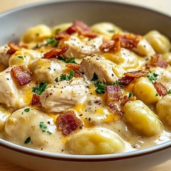 Perfectly cooked Creamy Crack Chicken Gnocchi served and ready to eat - final result