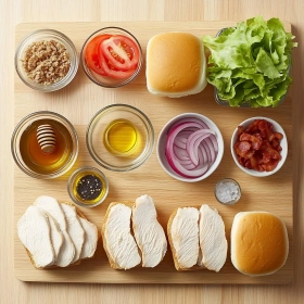 Step-by-step preparation of Honey Mustard Chicken BLT Sliders showing ingredients and initial cooking steps