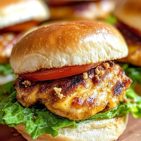 Close-up of Honey Mustard Chicken BLT Sliders showing texture, layers, and glossy finish