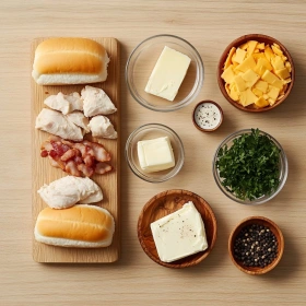 Step-by-step preparation of Savory Chicken Bacon Ranch Sliders showing ingredients and initial cooking steps