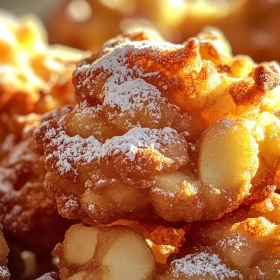 Close-up of Crispy Air-Fryer Apple Fritters showing texture, layers, and glossy finish