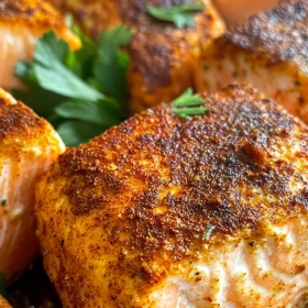 Close-up of Crispy Air Fryer Salmon Delight showing texture, layers, and glossy finish
