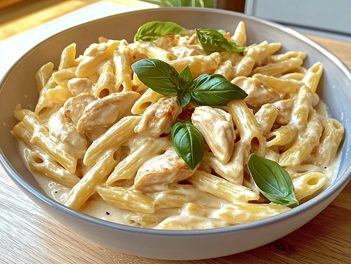 Perfectly cooked Romantic Marry Me Chicken Pasta served and ready to eat - final result