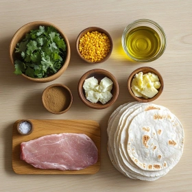 Step-by-step preparation of Crispy Pulled Pork Taquitos showing ingredients and initial cooking steps