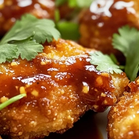 Close-up of Crispy Bang Bang Chicken Delight showing texture, layers, and glossy finish