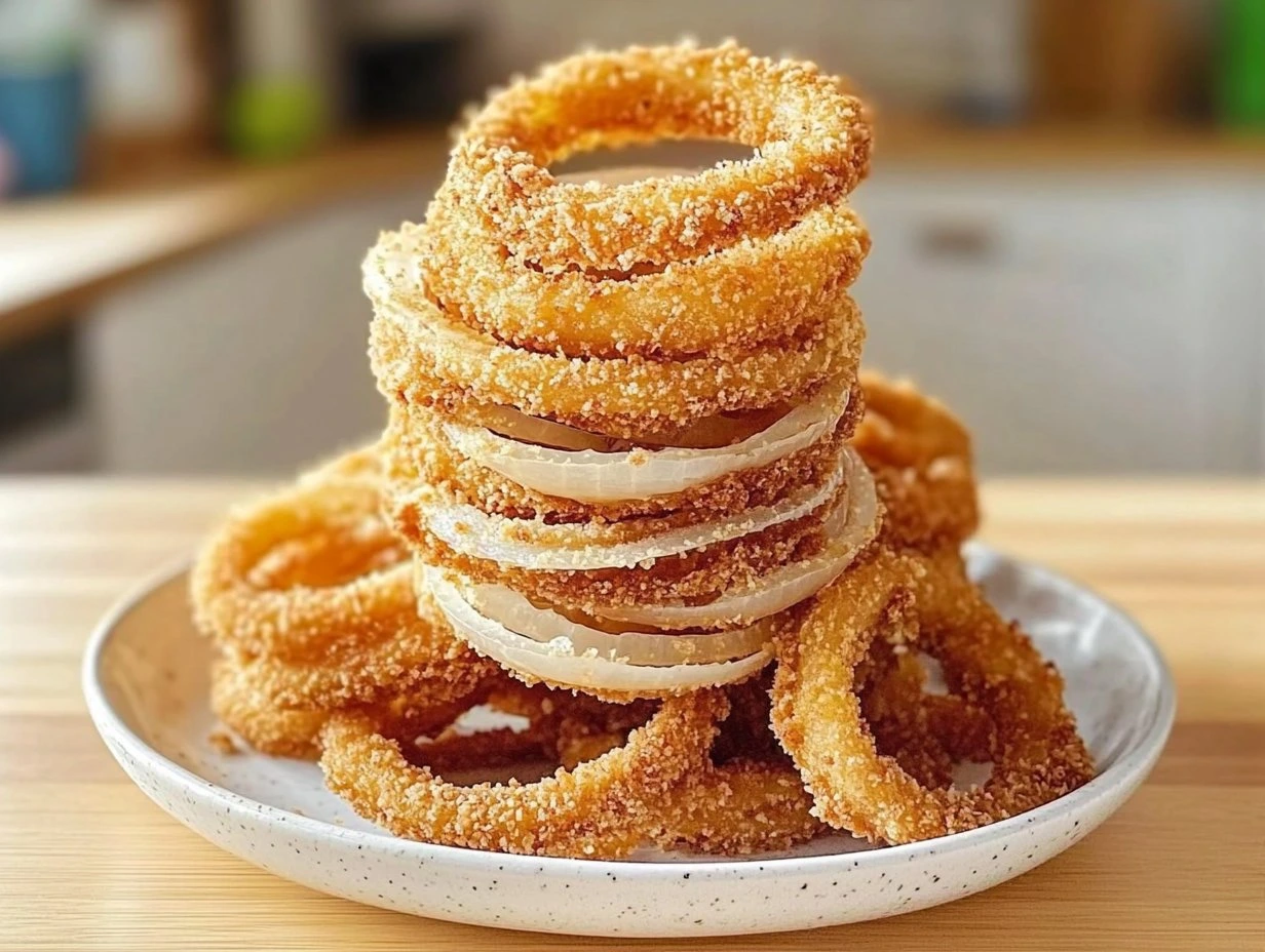 Perfectly cooked Crispy Onion Ring Chips Delight served and ready to eat - final result