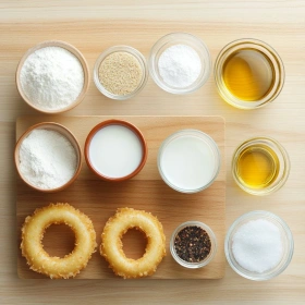Step-by-step preparation of Crispy Onion Ring Chips Delight showing ingredients and initial cooking steps