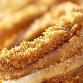 Close-up of Crispy Onion Ring Chips Delight showing texture, layers, and glossy finish