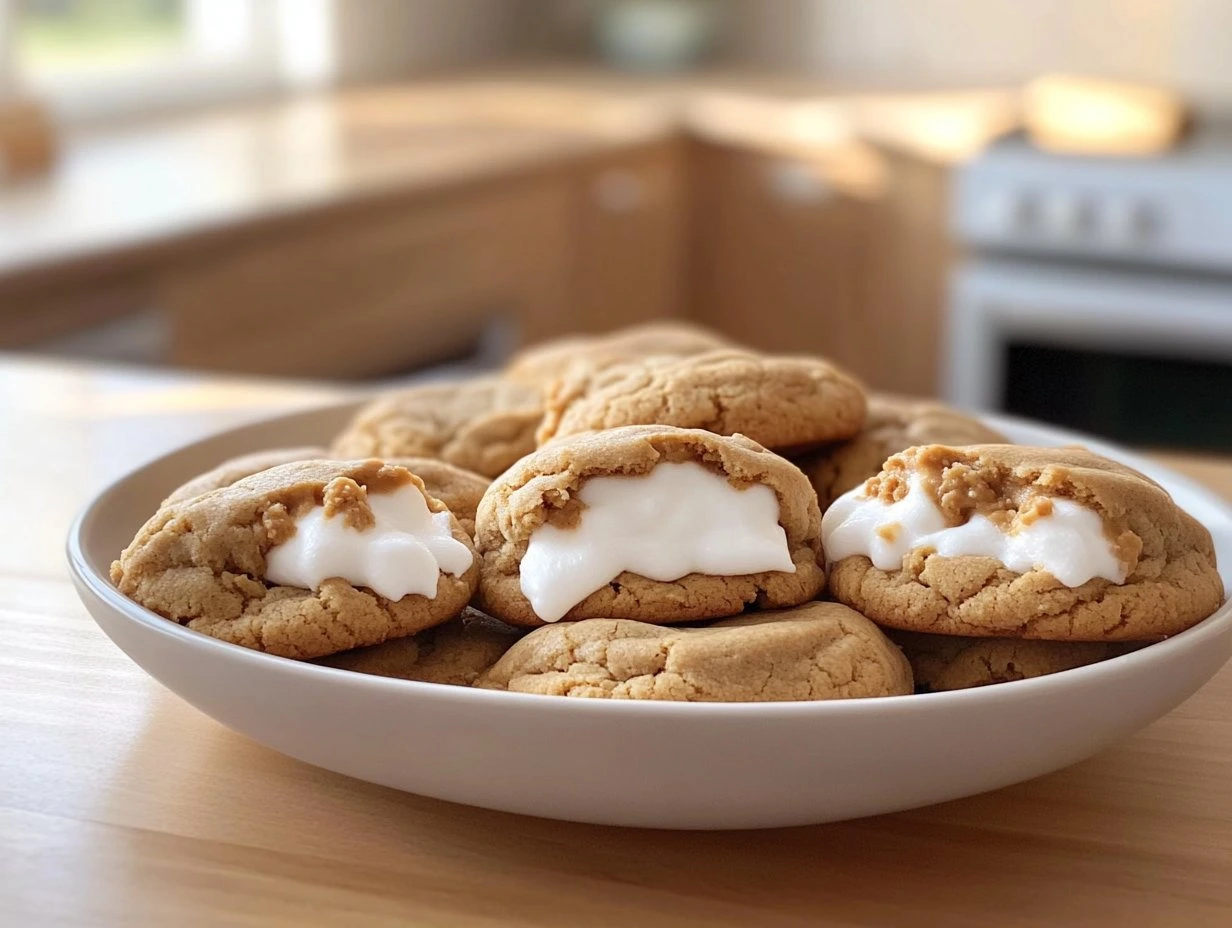 Perfectly cooked Fluffernutter Stuffed Cookies Delight served and ready to eat - final result