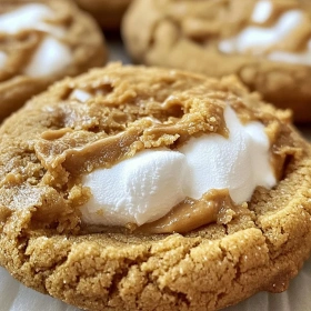 Close-up of Fluffernutter Stuffed Cookies Delight showing texture, layers, and glossy finish