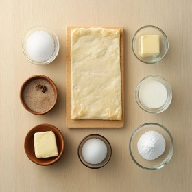 Step-by-step preparation of Cinnamon Sugar Churro Cruffins showing ingredients and initial cooking steps