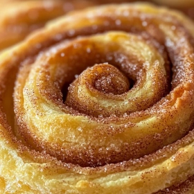 Close-up of Cinnamon Sugar Churro Cruffins showing texture, layers, and glossy finish