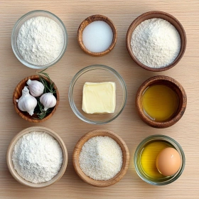 Step-by-step preparation of Savory Garlic Swirl Rolls showing ingredients and initial cooking steps