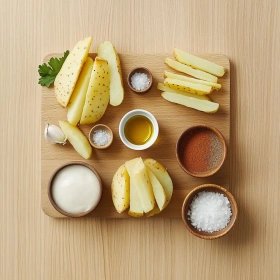 Step-by-step preparation of Crispy Air Fryer Garlic Parmesan Fries showing ingredients and initial cooking steps