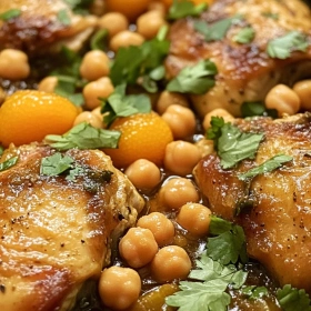 Close-up of Fragrant Moroccan Chicken Tagine showing texture, layers, and glossy finish