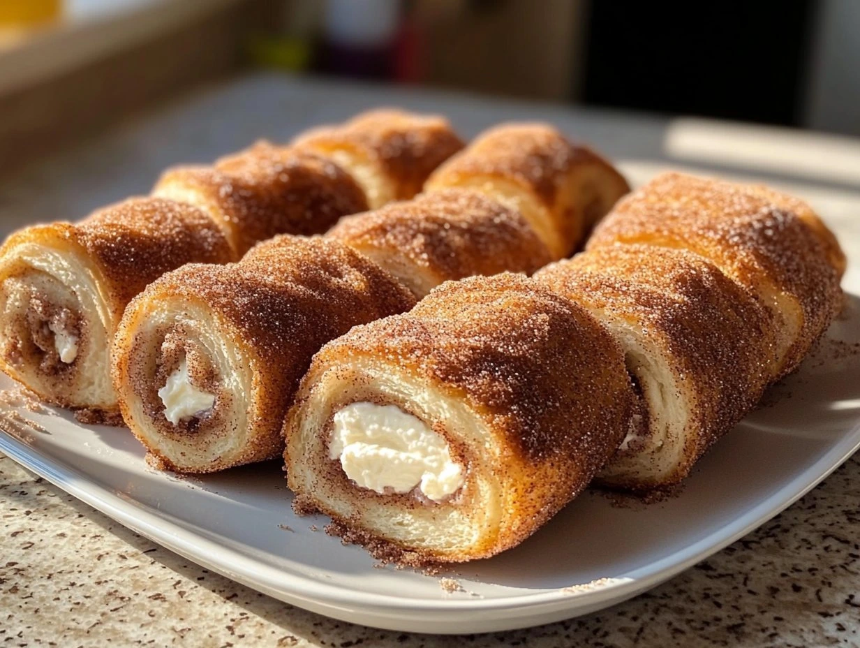 Perfectly cooked Cinnamon Cream Cheese Toast Rolls served and ready to eat - final result
