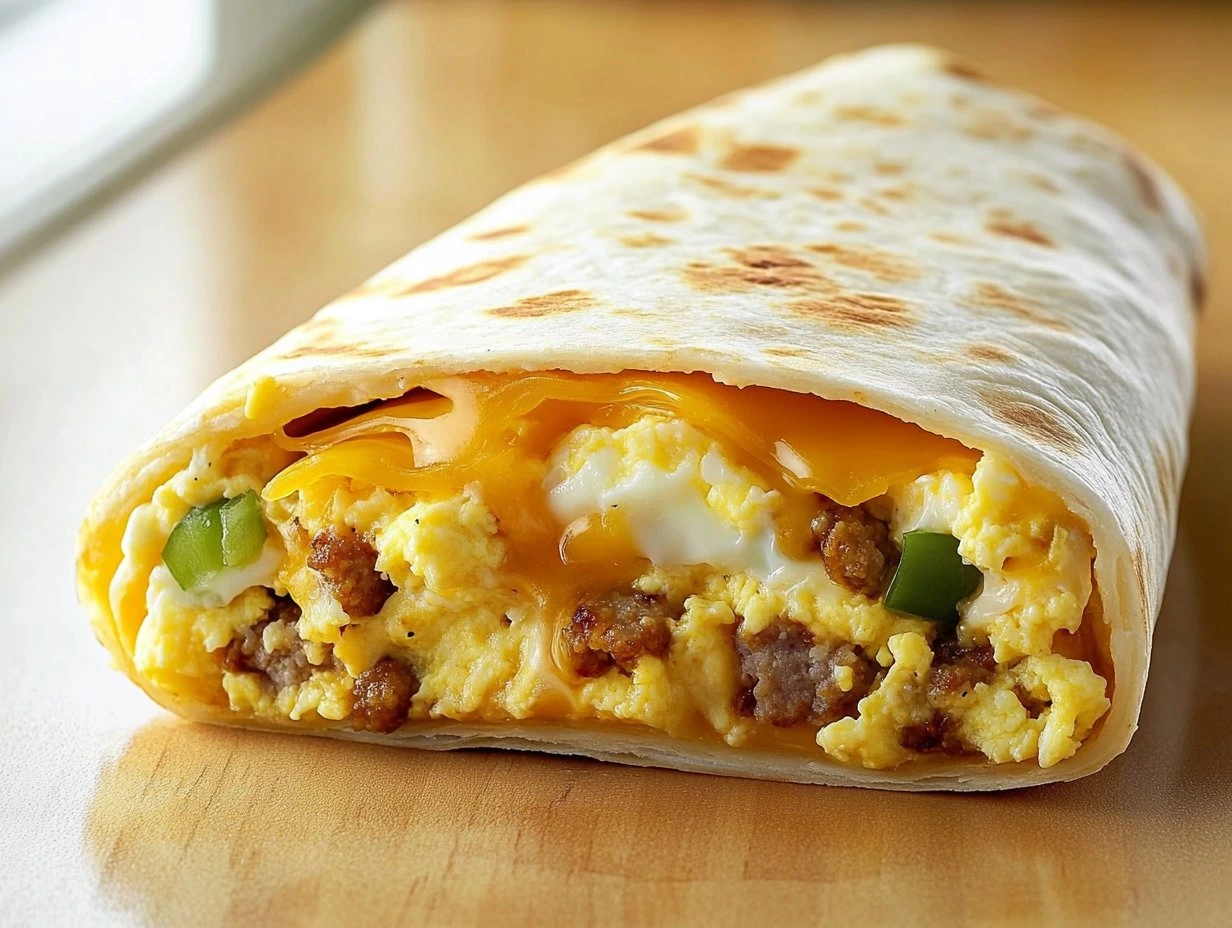 Perfectly cooked Cheesy Breakfast Crunchwrap Delight served and ready to eat - final result