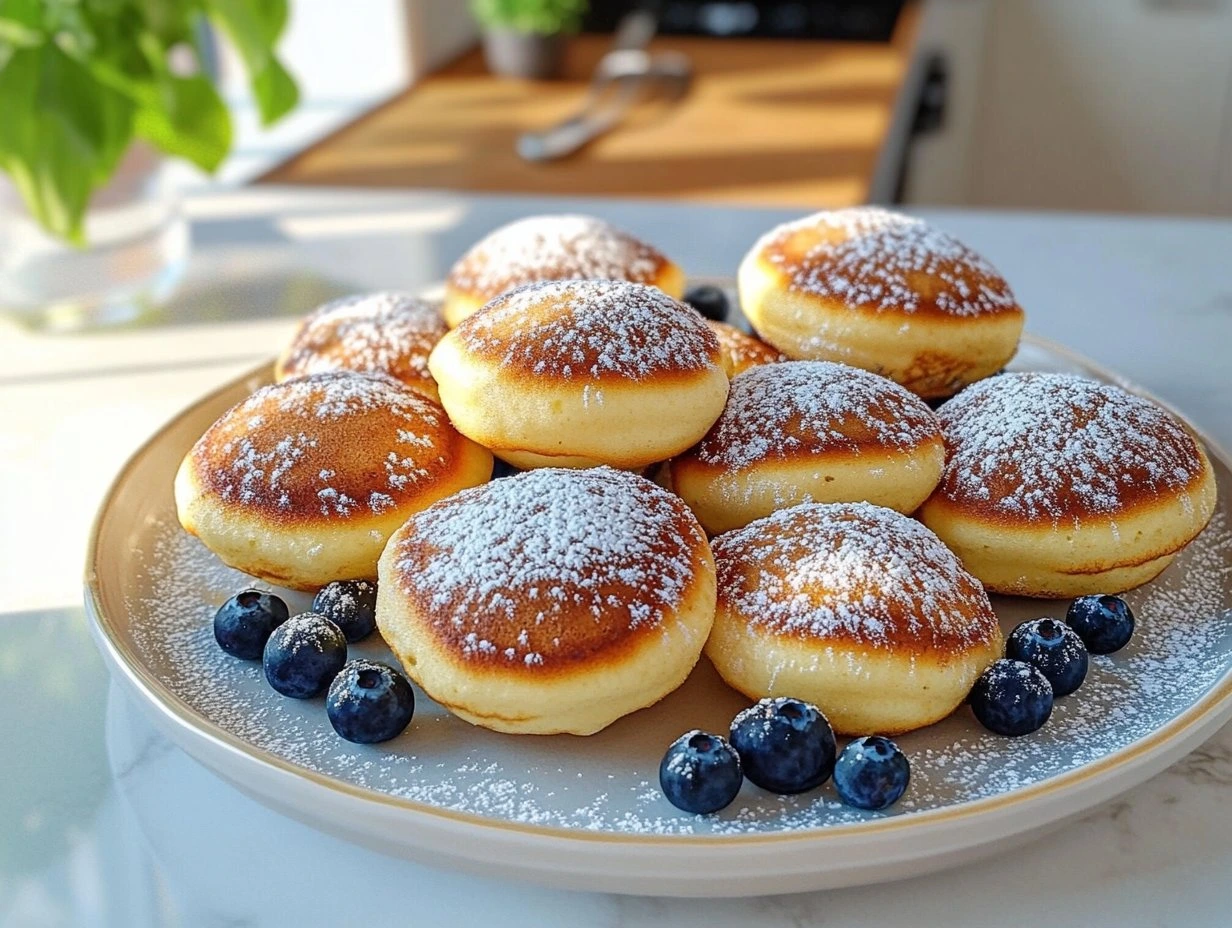 Perfectly cooked Fluffy Breakfast Pancake Poppers served and ready to eat - final result