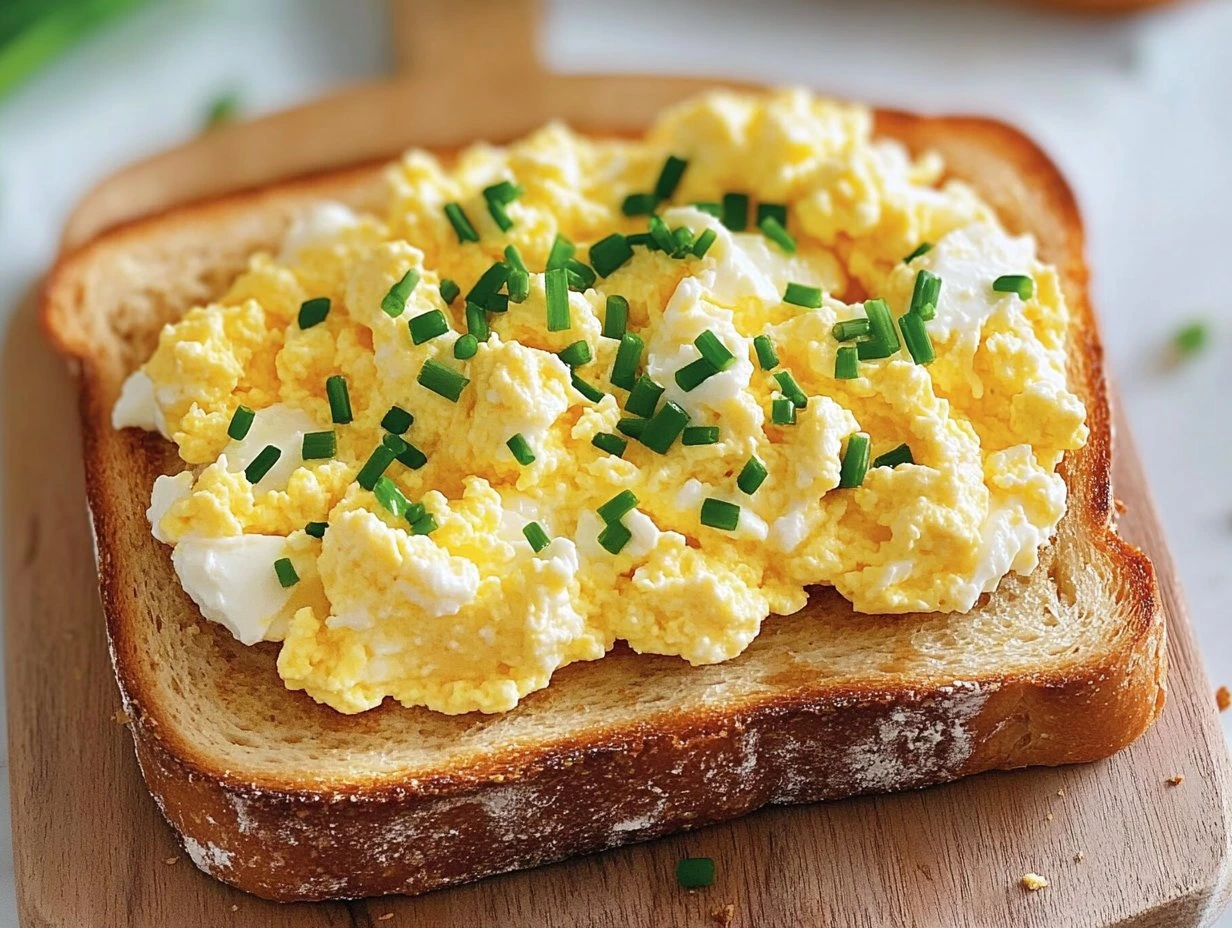 Perfectly cooked Creamy Ricotta Egg Toast served and ready to eat - final result